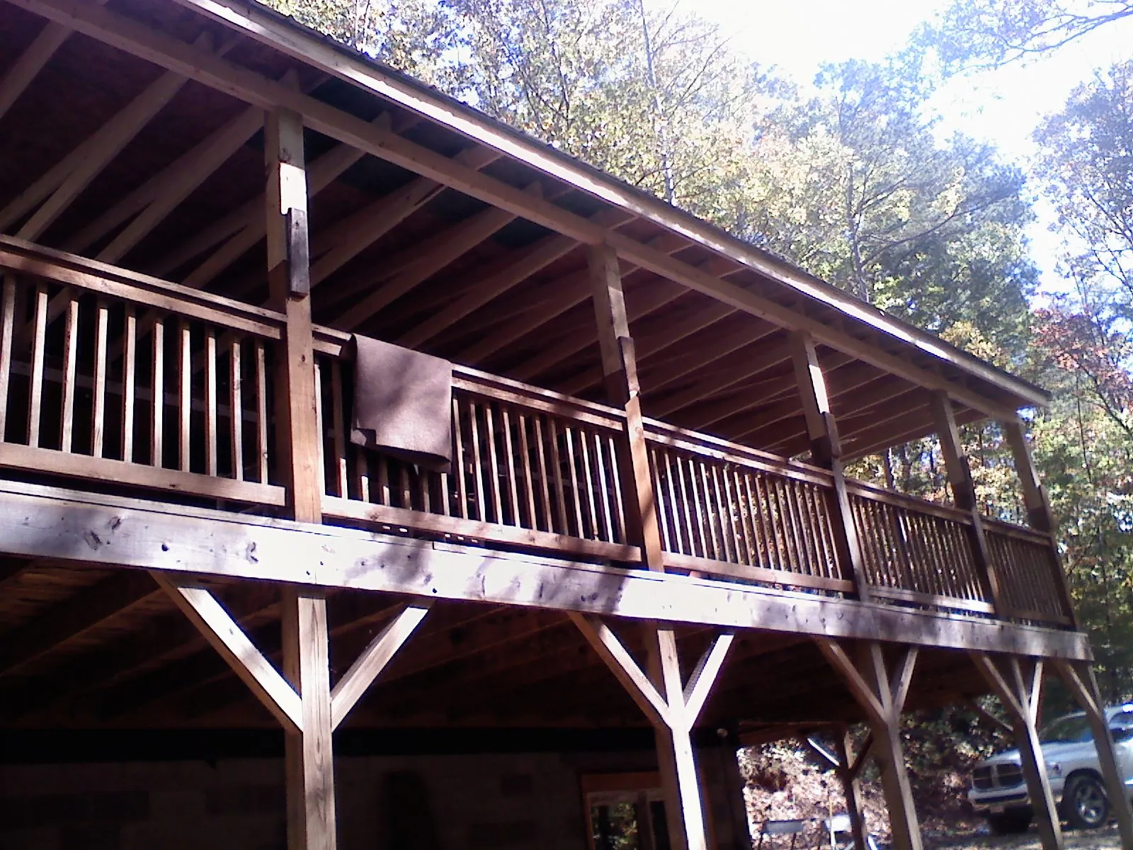 Timber framing under a new elevated porch and deck — Roof Leak Repair in Media by Roofing Brothers
